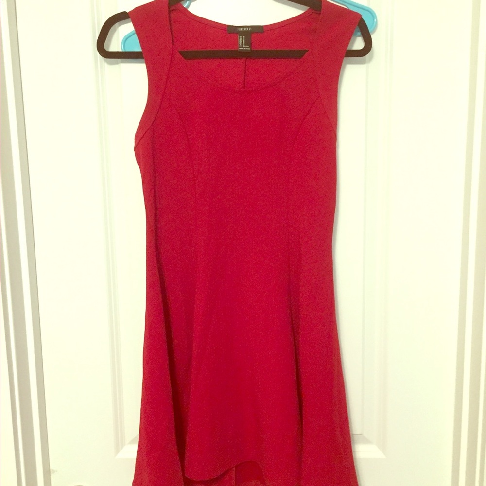 Medium Red Stretchy Flare Cropped Shoulder Dress